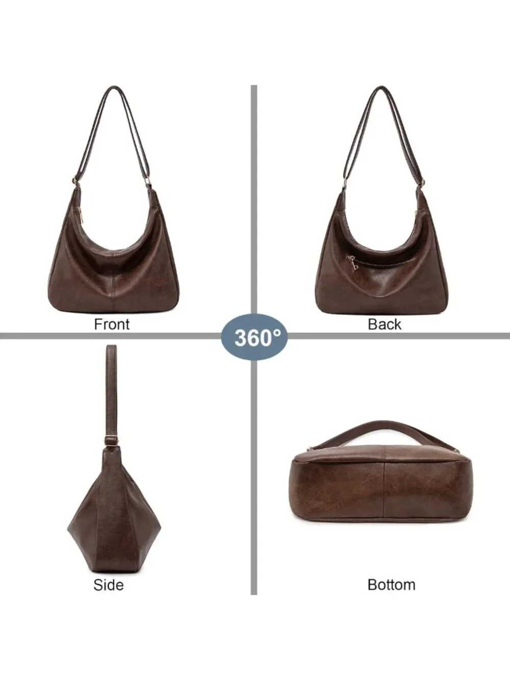 Stylish Foldable Hobo Bag for Women - Versatile Shoulder & Crossbody Purse